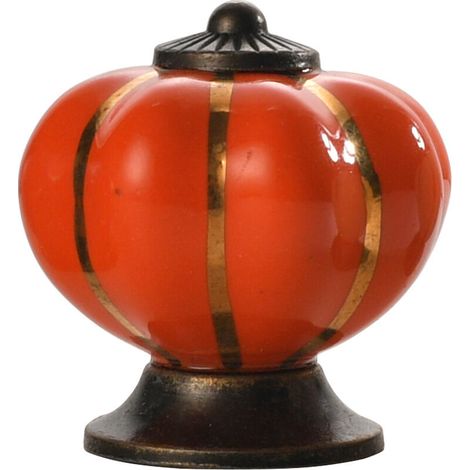 Poignée d'armoire, boutons de tiroir en céramique en forme de citrouille, poignées de porte décoratives pour armoires, armoire, commode, tiroirs, meubles de cuisine, quincaillerie pour chambre d (1/5)