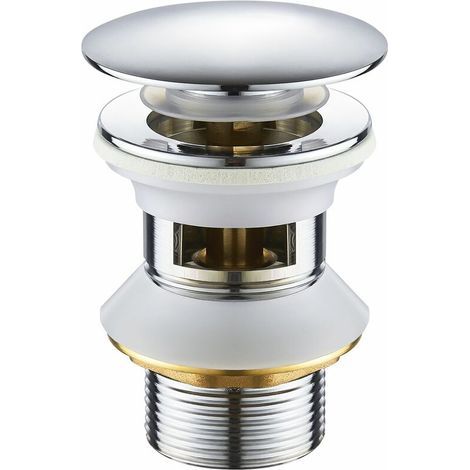 Pop Up Automatique avec Trop Plein Bonde de Vidage Push Open Pour Lavabo en Cuivre Chromé Pop-up évier Lavabo, Ensoleillé (1/5)