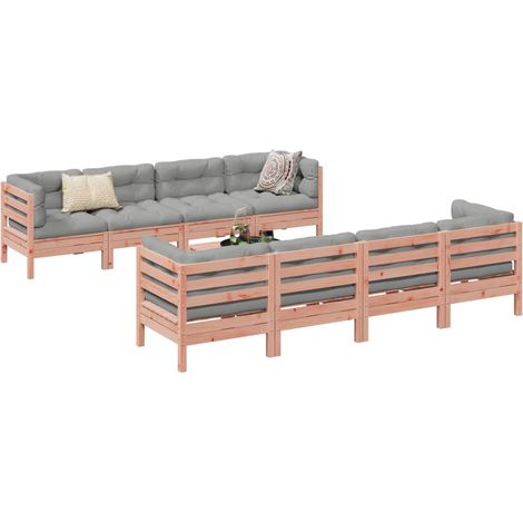 Set de sofás jardín 9 pzas con cojines madera de abeto Douglas vidaXL (1/5)