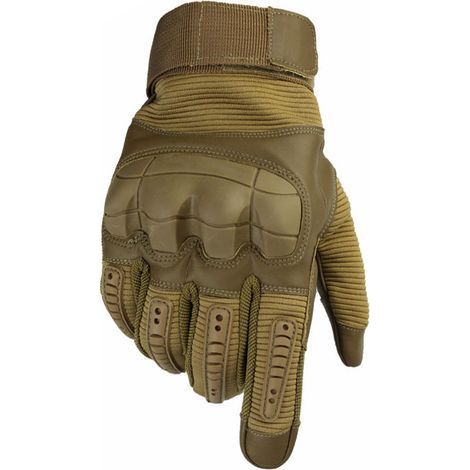 Gants moto noisette XL, coques dures, respirants, bonne adhérence antidérapante, doigts complets pour travaux forestiers et lourds. (1/5)