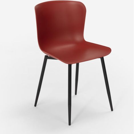 Sedia design moderno in polipropilene e metallo per cucina bar ristorante Chloe - Rosso