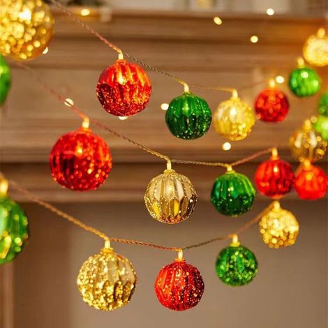 Guirlande lumineuse LED boule tressée de Noël, décoration de vitrine pour fête de Noël A33 (1/5)