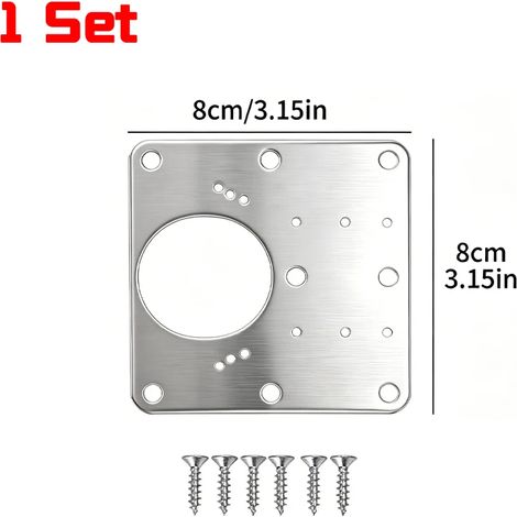 (C-2 jeux) Plaque de réparation pour charnière de porte d'armoire, plaque de montage pour charnière de porte de placard avec trous, supports de fixation, quincaillerie de réparation (1/5)
