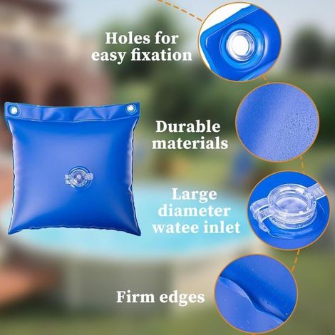 Lot de 12 sacs à eau de piscine - Poids d'eau carré,Petit sac à eau épais en PVC,Pour couverture de piscine,Pour lester les bâches de piscine (1/3)
