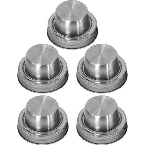 Set mit 5 Edelstahl-Streudeckeln für Einmachgläser – 7,5 x 4 cm – Silber (1/4)