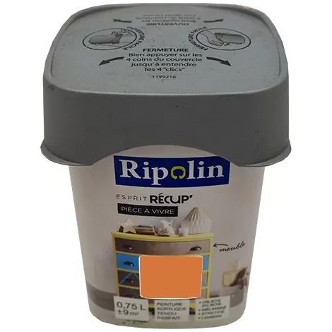 RIPOLIN Peinture Esprit Récup' Pièce à vivre Abricot 0,75 L (1/2)