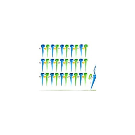 Kit de 30 embouts goutte-à-goutte pour bouteilles – Système d’irrigation goutte-à-goutte réglable, idéal pour jardin intérieur, extérieur et domestique (vert & bleu) (1/5)