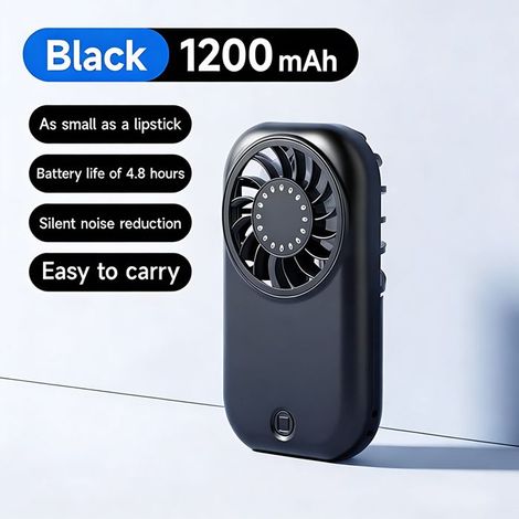 Ventilateur ultra-mini pour rouge à lèvres - Rechargeable par USB - Ultra-portable et silencieux - Noir (1/5)