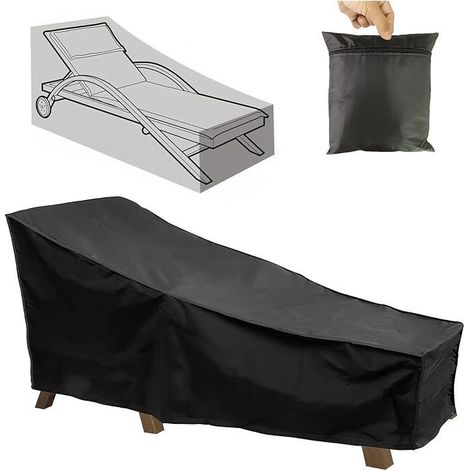 Housse de bain de soleil imperméable 210D Oxford, protection transat 210x75x40x80 cm pour jardin et terrasse. (1/5)