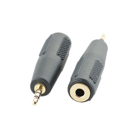 Vergoldeter Stereo-Audioadapter 2,5 mm Stecker auf 3,5 mm Buchse für Kopfhörer, Lautsprecher und MP3-Player (klein auf groß). (1/5)