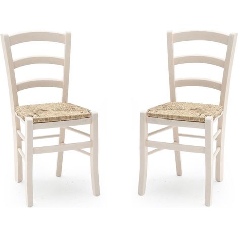 Sedie in legno faggio Bianco seduta paglia - VENEZIA SET DA 2 (1/3)