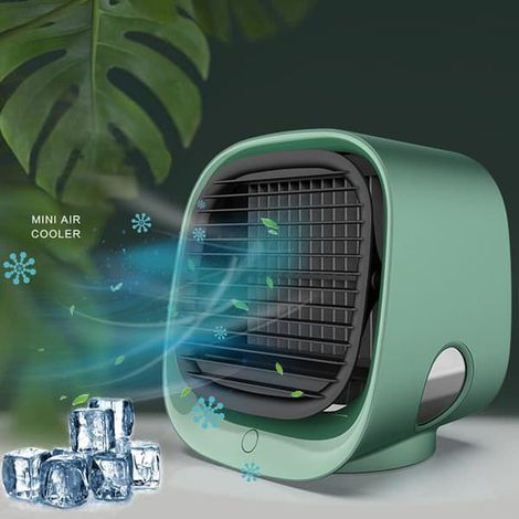 Mini raffrescatore d'aria moderno con USB e funzione ventilatore/umidificatore - Verde (1/5)