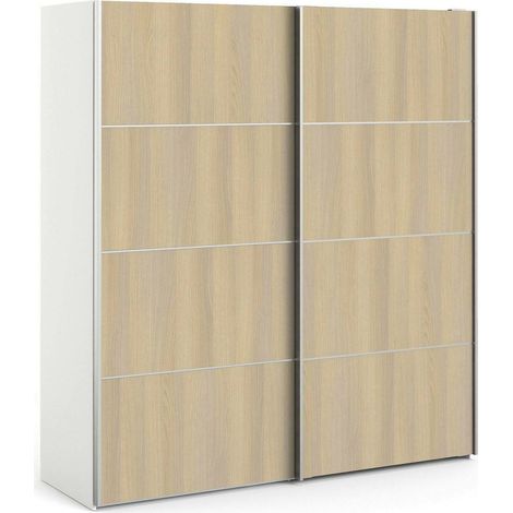 Dmora - Kleiderschrank 2 Türen Accadia, Schlafzimmermöbel, Schrank, Garderobe, 182x64 h202 cm, Eiche und Weiß