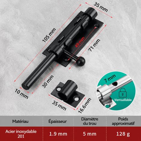 Verrou de porte noir 4 pouces avec trou pour cadenas noir 4 10 130 g – Livraison gratuite