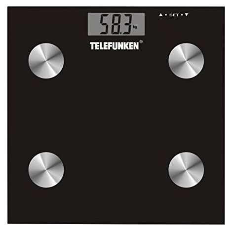 Telefunken M02564 Bilancia Pesapersone Elettronica 180 Kg Vetro Temperato Display LCD Nera