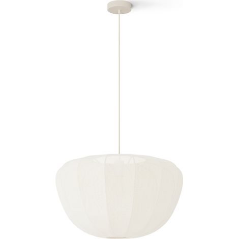 Plafonnier EMILIE en métal avec abat-jour en tissu blanc - Design intemporel et élégant - Douille E27 (1/2)