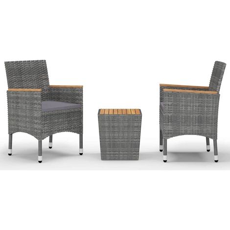 Maison Exclusive - 3-tlg. Bistro-Set Poly Rattan und Akazienholz (1/5)