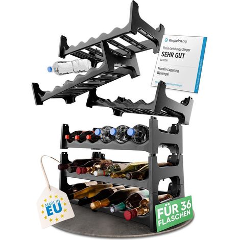 6x Novaliv Weinregal Flaschenregal für 36 Flaschen Stapelbar,platzsparend, erweiterbar (1/5)
