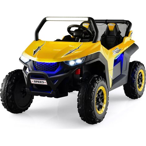 Goplus – Voiture électrique enfant 3-8 ans – 2 sièges – Télécommande 2.4G – Lumières et musique – 12V tout terrain jusqu’à 60kg