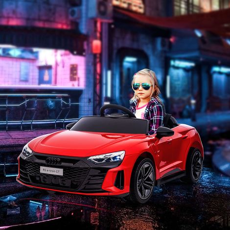 Coche eléctrico infantil de 12 V con mando a distancia para padres incluido - Velocidad máxima: 5 km/h - Efectos de sonido y luz - Audi RS E-tron GT rojo