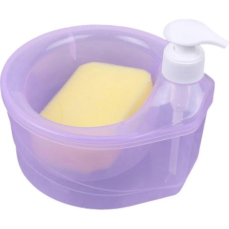 Distributeur de liquide vaisselle moderne 2 en 1 avec porte-éponge, capacité de 1000 ml (1/4)