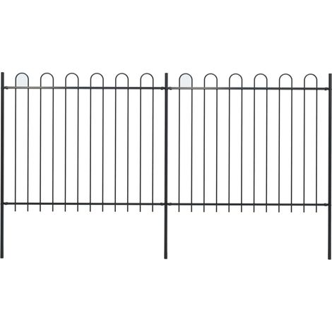 vidaXL Recinzione da giardino con parte superiore ad anello in acciaio 359x150 cm nera