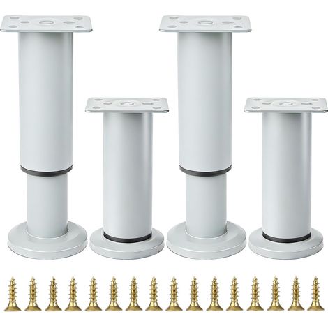 4 pieds de meubles réglables 12-18 cm, pieds de table de Nivellement, réglables en hauteur, adaptés aux Chaises, Lits, Canapés, Armoires, gris (1/5)