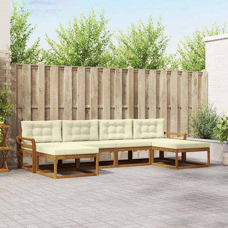vidaXL Outdoor-Sofagarnitur mit Kissen 6 pcs Natur und Creme (1/5)