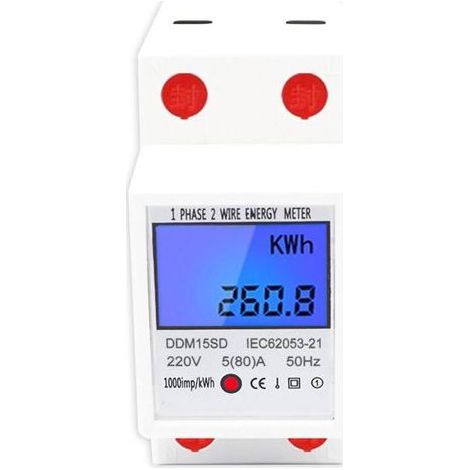 Single-phase electric sub-meter, single tariff, LCD display, white, AC220V 5(80)A (1/4)