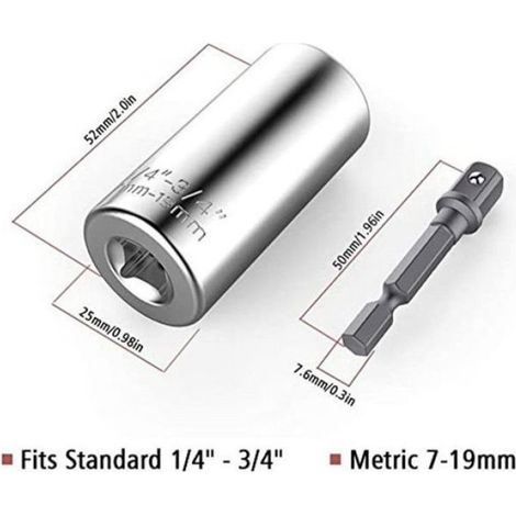 Clé À Douille Universelle - 7 À 19 Mm - Angle De 105° - Pour Écrous Et Boulons Hexagonaux - 1 Pièce (1/5)