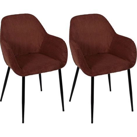 AMORY - Lot de 2 fauteuils de table en velours côtelé coloris terracotta (1/5)