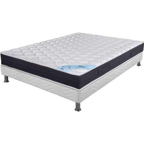 Matelas + sommier tapissier 120x190 Ressorts - Rubis - Soutien très ferme - Blanc (1/5)