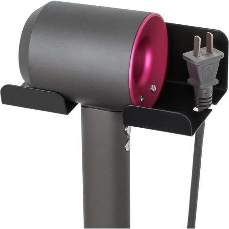 Support Seche Cheveux sans Percage, Adhésif Porte Seche Cheveux Mural en SUS304 Acier Inoxydable pour Salle de Bains Chambre Hôtel, Surface Noir Mat de Taille Compacte, EGJF2405-3M-B (1/5)