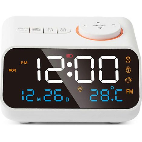 Réveil numérique, grand écran LED, radio FM, minuterie de sommeil (1/5)