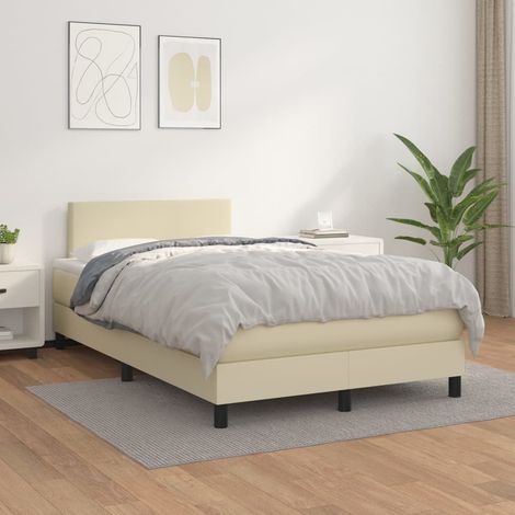 Boxspringbett mit Matratze Creme 120x200 cm Kunstleder