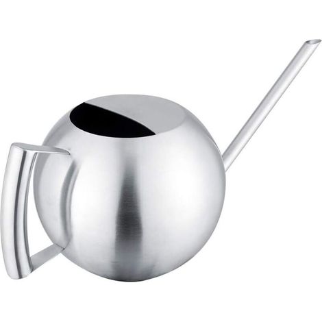 Regadera de acero inoxidable, capacidad de 1000 ml, con boquilla larga y redonda, diseño moderno, para regar plantas, flores de jardín y hortalizas. - Crezuo