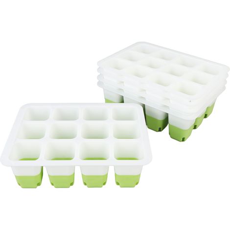Juego de 5 bandejas de germinación de silicona reutilizables con celdas precortadas, para plantas de interior, verduras, frutas y flores. (1/5)