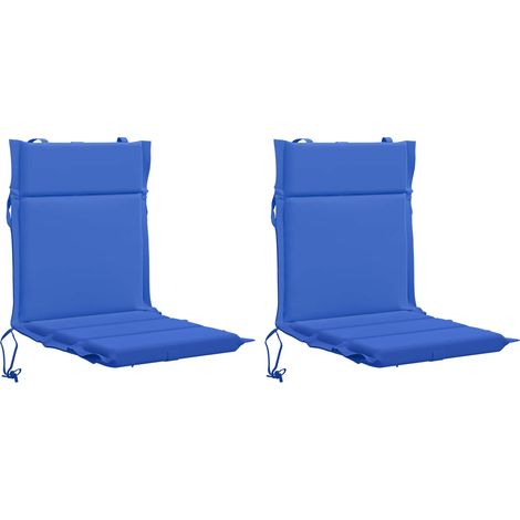 Lot de 2 coussins de chaise à dossier haut GEMERT - 110 × 50 × 3 cm - bleu royal - 100 % polyester