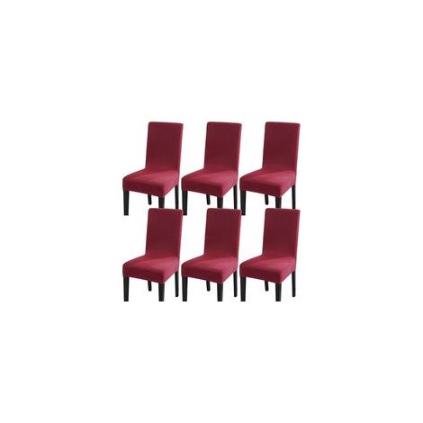 Housse Chaise Élastique Spandex Revêtement de Chaise Extensible (6pcs,Le grand rouge) (1/5)