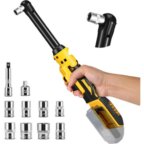 Cordless ratchet wrench set,  80N.m 3/8" electric ratchet driver,  compatible with Dewalt 20V,  with 8 sockets,  1/4" adapter,  16cm powered impact ratchet with LED light,  battery not included (1/5)