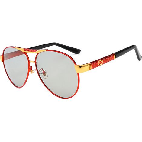 1 par de gafas de sol polarizadas con lentes fotocromáticas, montura de metal y policarbonato, almohadillas nasales de silicona, ideales para pescar y conducir. (1/5)