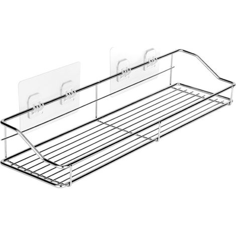 Étagère de rangement pour salle de bain et cuisine avec adhésif transparent sans traces et sans perçage (40 cm) (1/5)