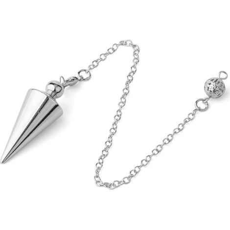 2 pcs Pendule de point spirituel en cuivre métallique pour la guérison de la divination radiesthésie équilibrage du cône pointu, argent (1/4)