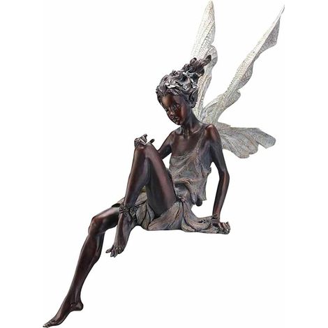 Statua di fata seduta, statua di fata in resina per giardino, artigianato, paesaggistica, decorazione del cortile, statuette di fate, regalo per casa, ufficio, scrivania