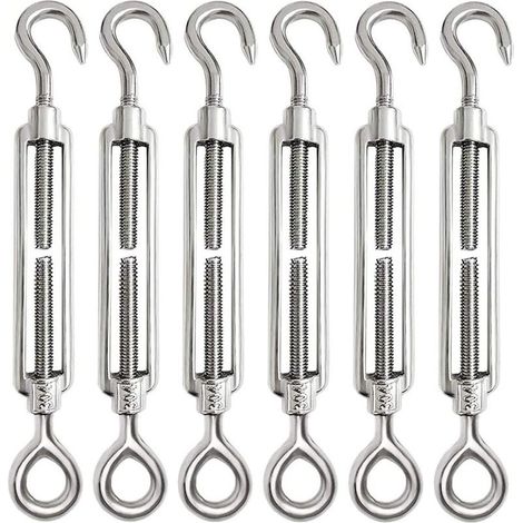 Lot de 6 tendeurs de fil à crochets en acier inoxydable - pour utilisation intensive (M5) (1/4)
