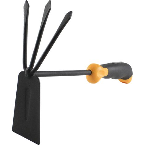 HOTECHE escardillo jardin 290mm 3 ganchos 235mm , Escardillo de jardín con rastrillo y azada de mano Hoteche Rastrillo de 3 dientes y azada de 50 mm Fabricado en acero al c (1/5)