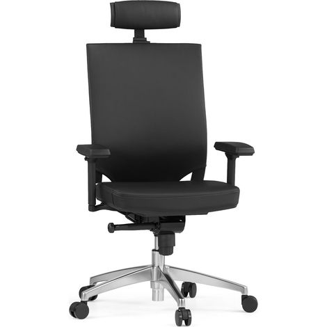 Bürostuhl / Chefsessel PORTO MAX HIGH Leder schwarz hjh OFFICE (1/5)