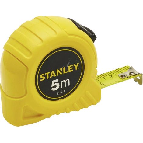 Stanley – Mètre déroulant 5 m – Ruban résistant avec crochet à 3 rivets – Boîtier robuste pour mesures intérieures et extérieures