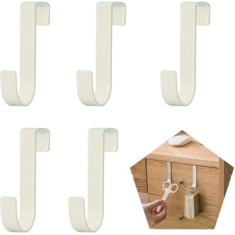 Türhaken, 5er-Set für Schränke und Regale, stabile Organizer-Haken für Wohnzimmer, Badezimmer, Küche, Handtücher, Kleidung, Hüte, Weiß (1/4)