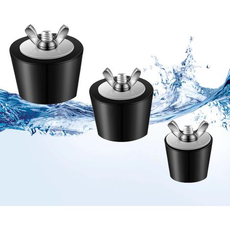 3 Pcs Bouchon d'hiver pour Piscine, Bouchon Hivernage Piscine, Conique Diamètre Bas 25-38-51mm/9,84-14,96-20,08 Pouces, avec Boulons Acier INOX,pour Raccords d'hiver De Tuyauterie De Spa De Piscine